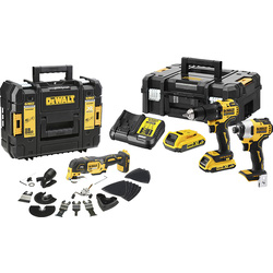 DeWalt / DeWalt 18V XR Brushless Compact Combi, Impact Driver, Multi Tool 3 Piece Kit 2 x 2.0Ah